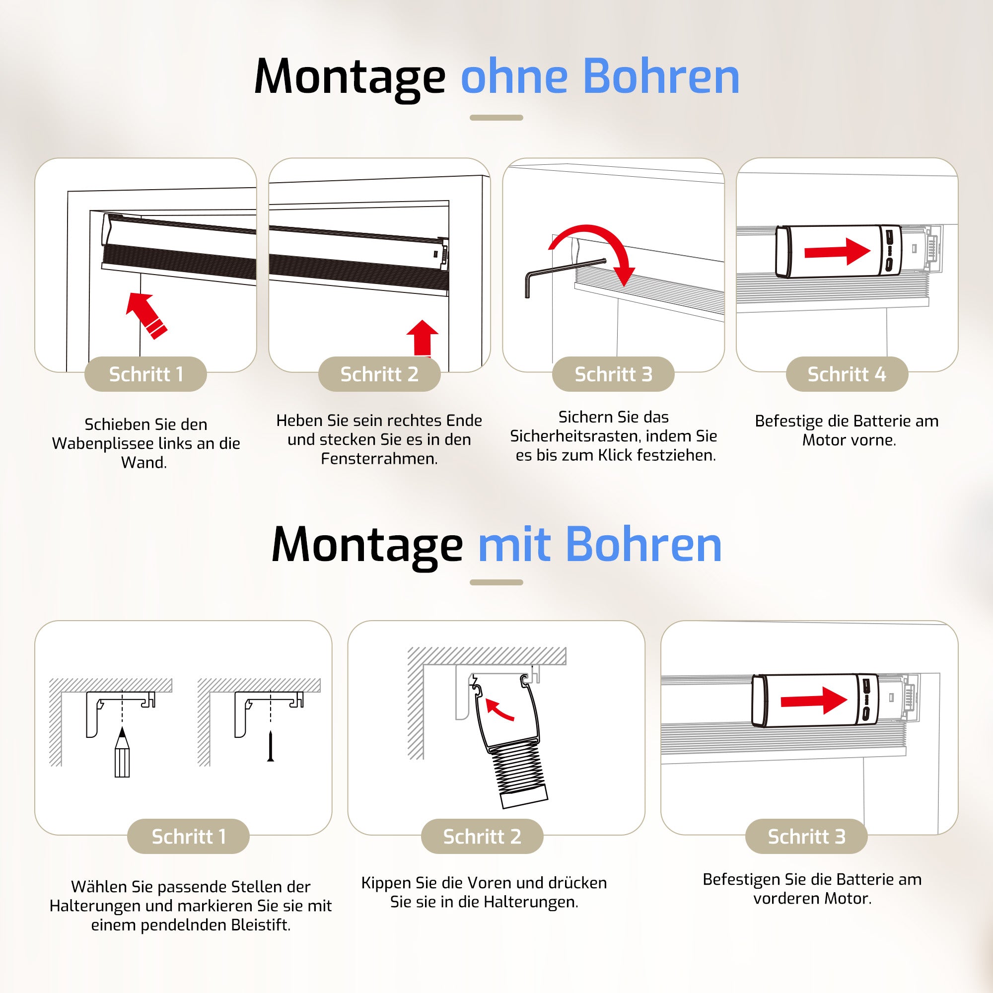 K230 Elektrisch | Verdunkelung | Akku | Wabenplissees | Nach Maß