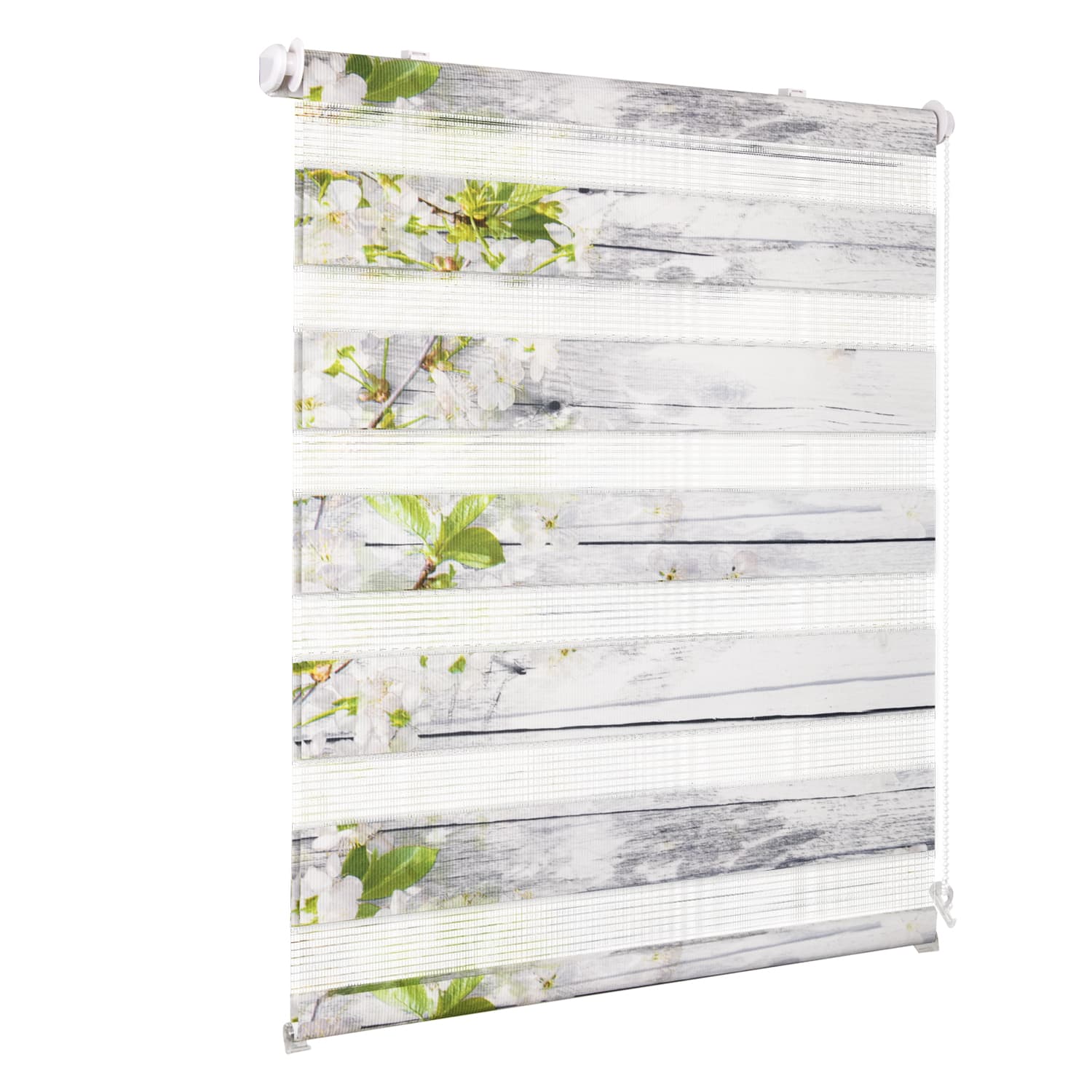 Doppelrollo Duo Rollo Klemmfix ohne Bohren Weiß-Blüten