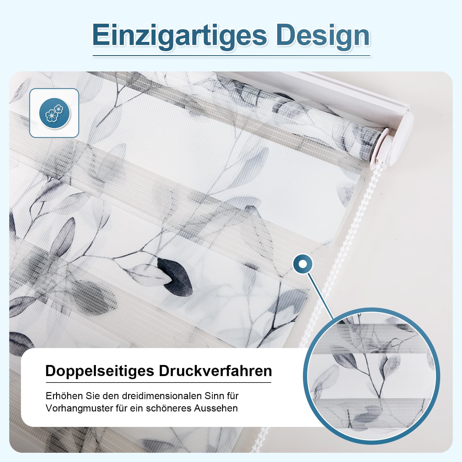 Doppelrollo Duo Rollo Klemmfix ohne Bohren Weiß-weidenzweige