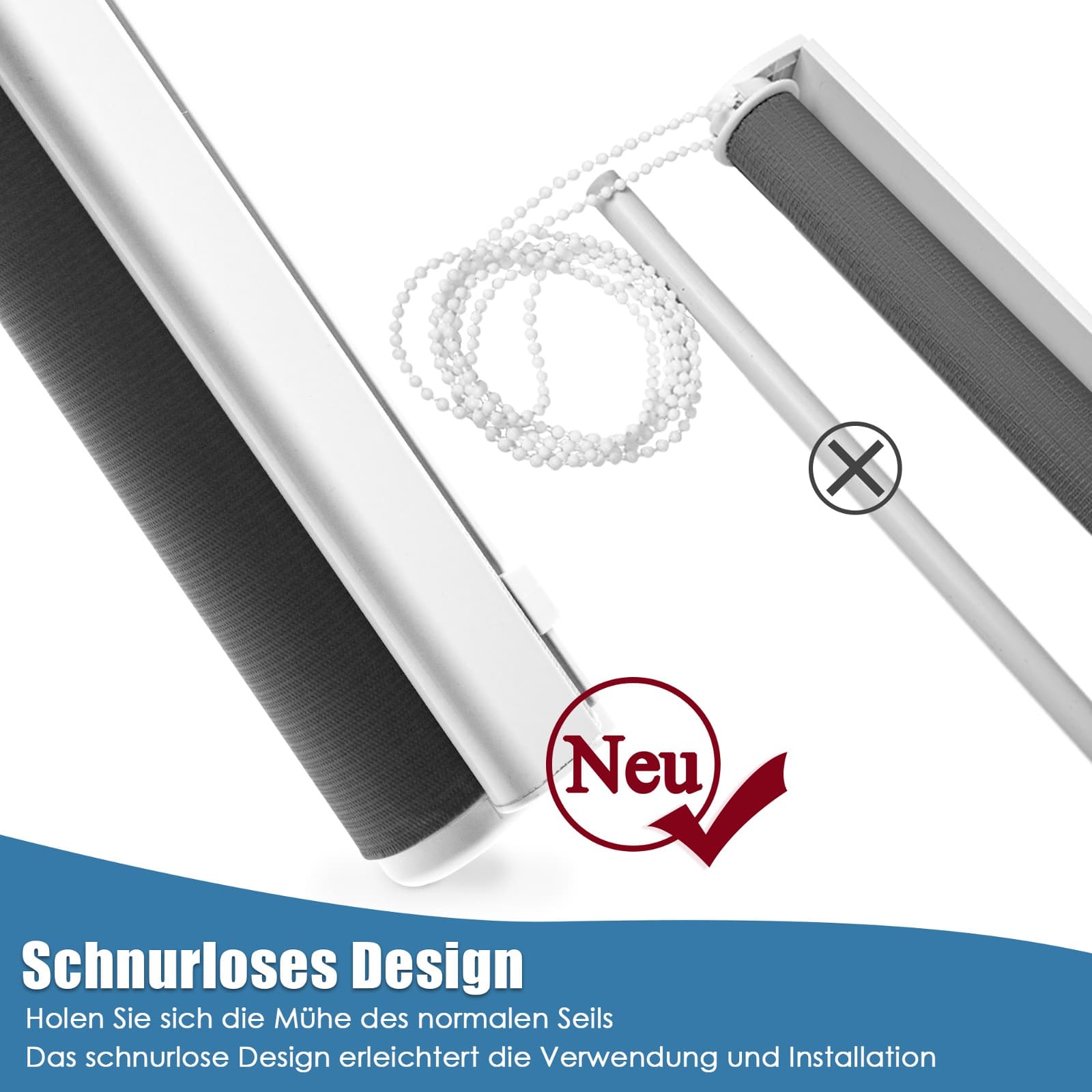 Doppelrollo Schnurlos Klemmfix ohne Bohren Duo Drücken Und Ziehen Anthrazit