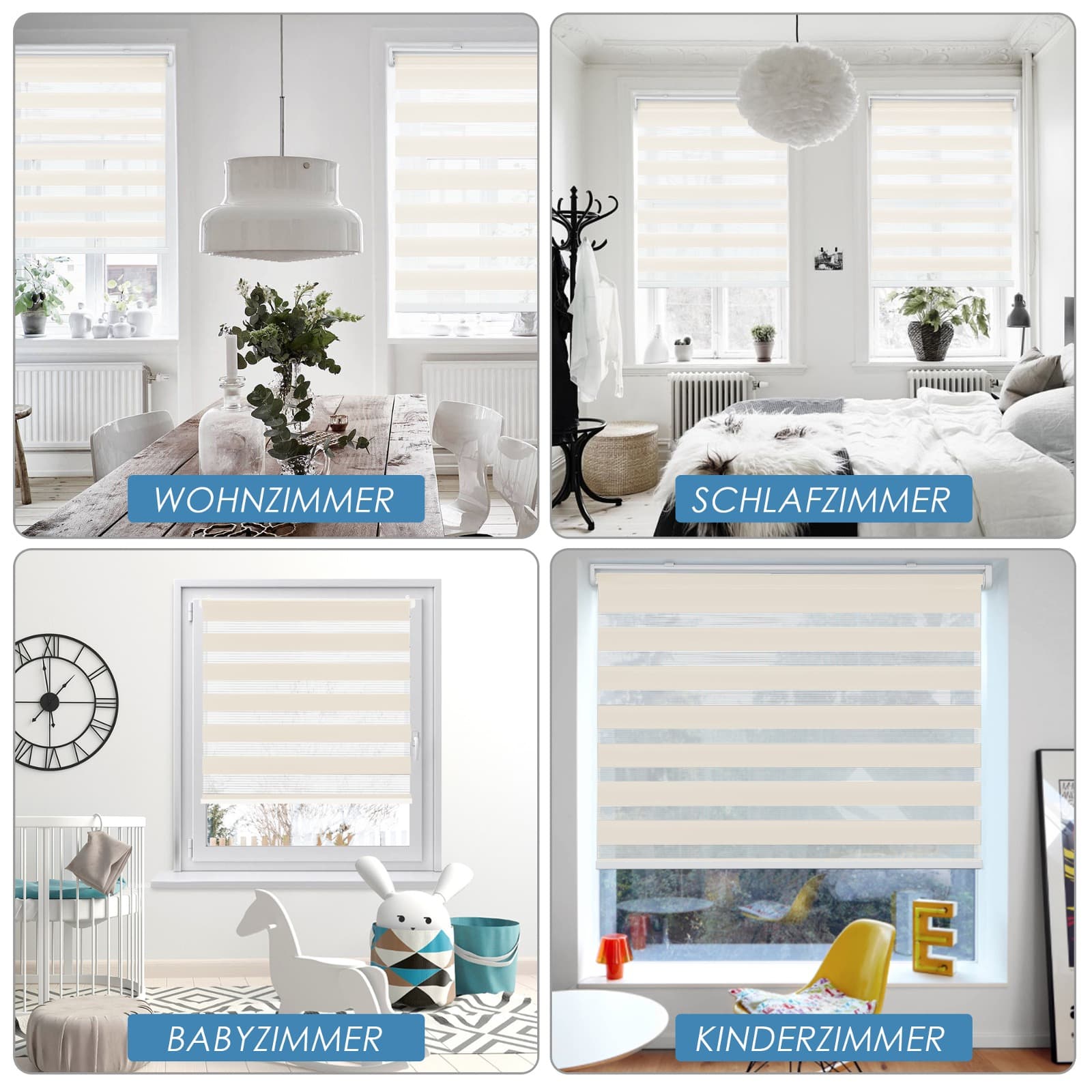 Doppelrollo Schnurlos Klemmfix ohne Bohren Duo Drücken Und Ziehen Natur