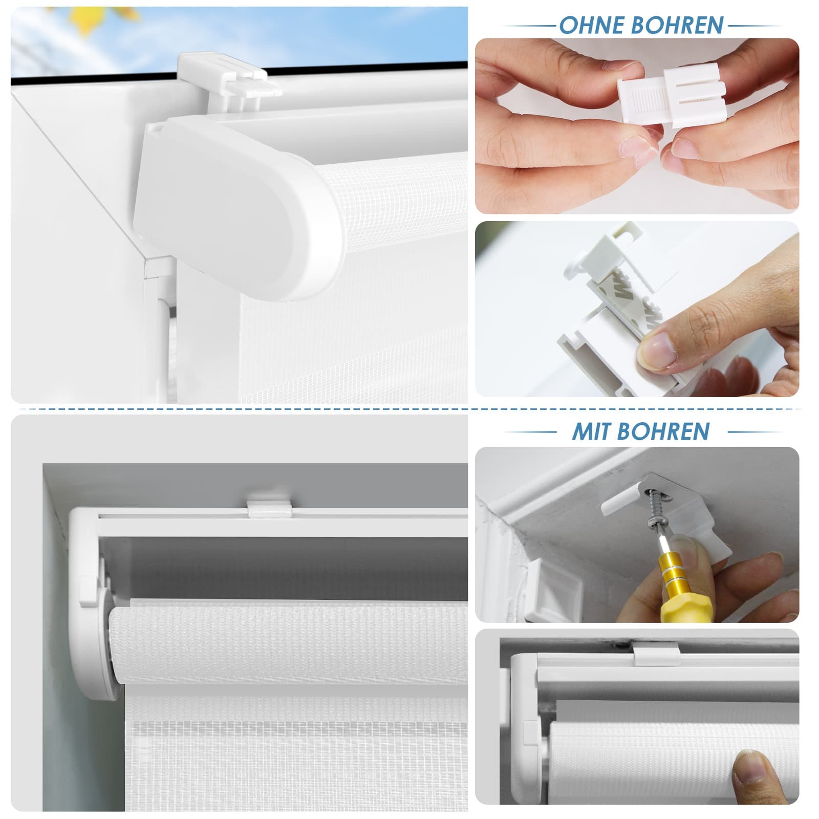 Doppelrollo Schnurlos Klemmfix ohne Bohren Duo Drücken Und Ziehen Weiß