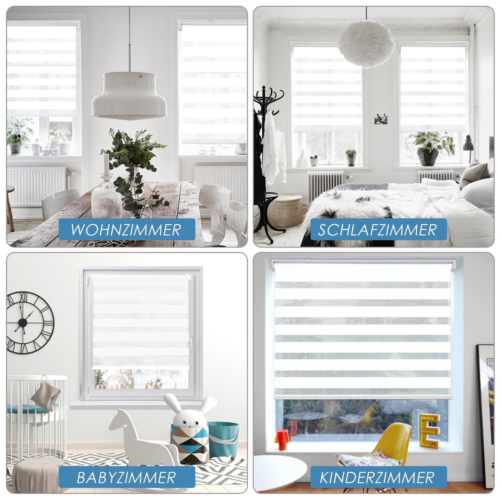 Doppelrollo Schnurlos Klemmfix ohne Bohren Duo Drücken Und Ziehen Weiß