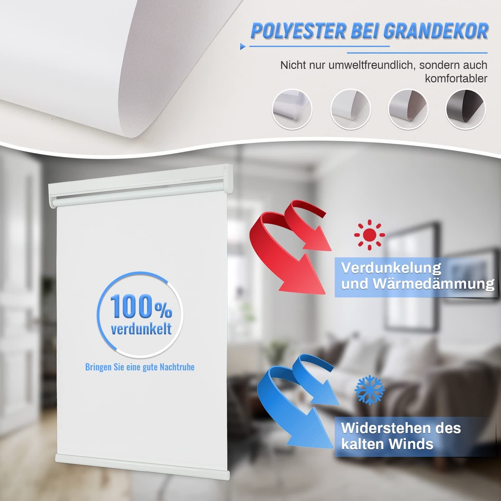 M100 Elektrisch | Verdunkelung | Batterie | Rollo | Weiß | Standardgröße