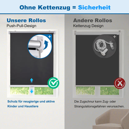 Klemmfix Schnurlos Federmechanismus Verdunkelungsrollo Thermorollo ohne Bohren