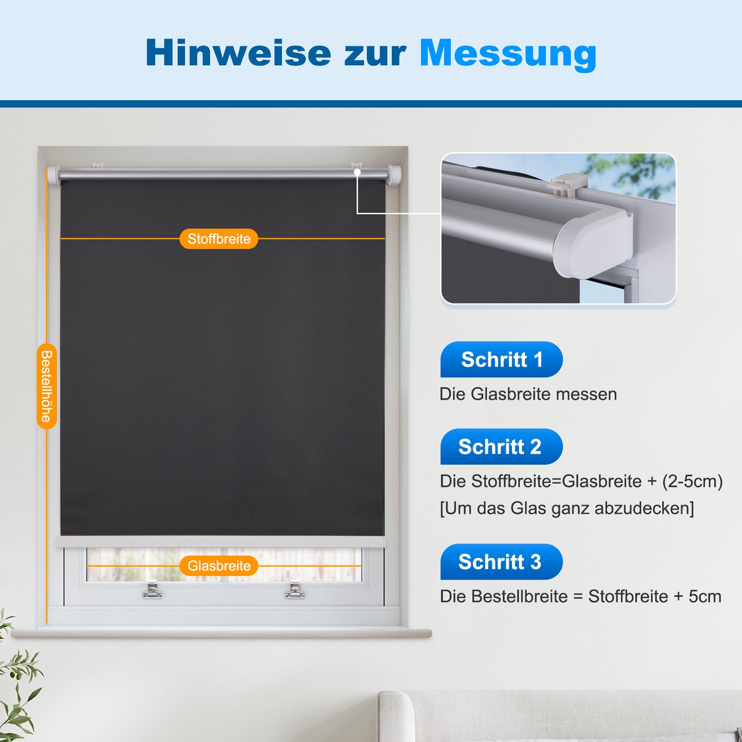 Klemmfix Schnurlos Federmechanismus Verdunkelungsrollo Thermorollo ohne Bohren