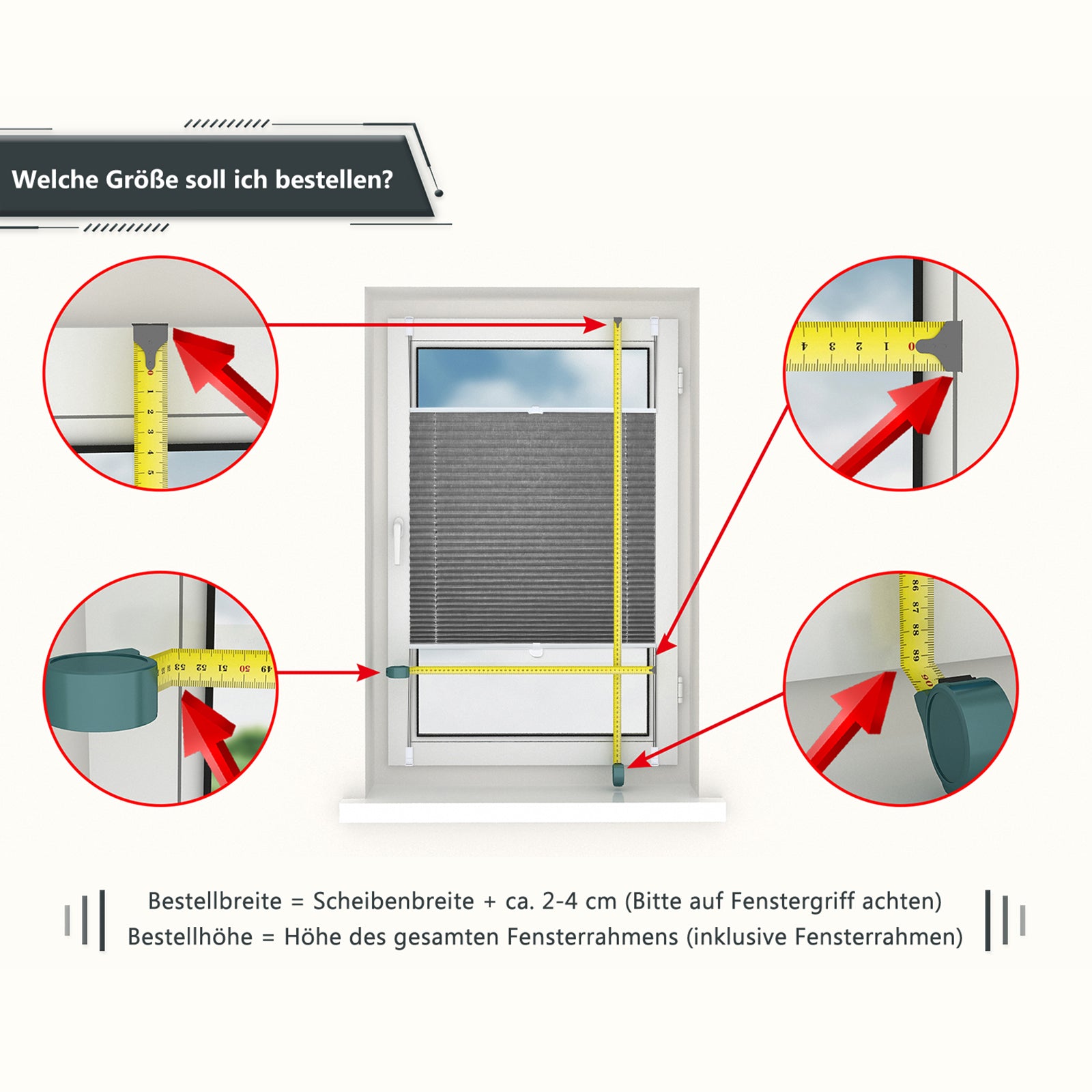 Verdunkelnd ohne Bohren Klemmfix Faltrollo Plissee Schwarzgrau