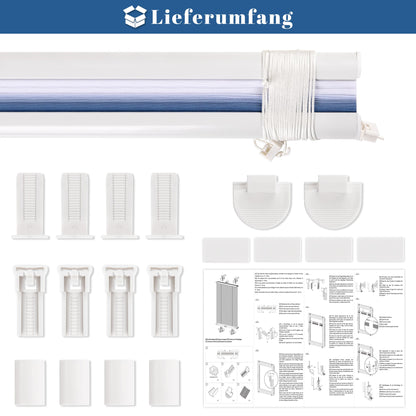 Lichtdurchlässig ohne Bohren Klemmfix Faltrollo Plissee Blau-Weiß