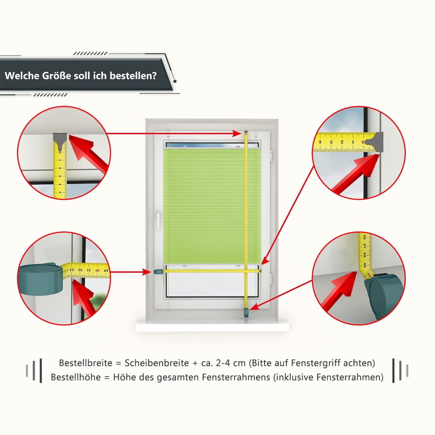 Lichtdurchlässig ohne Bohren Klemmfix Faltrollo Plissee Grün