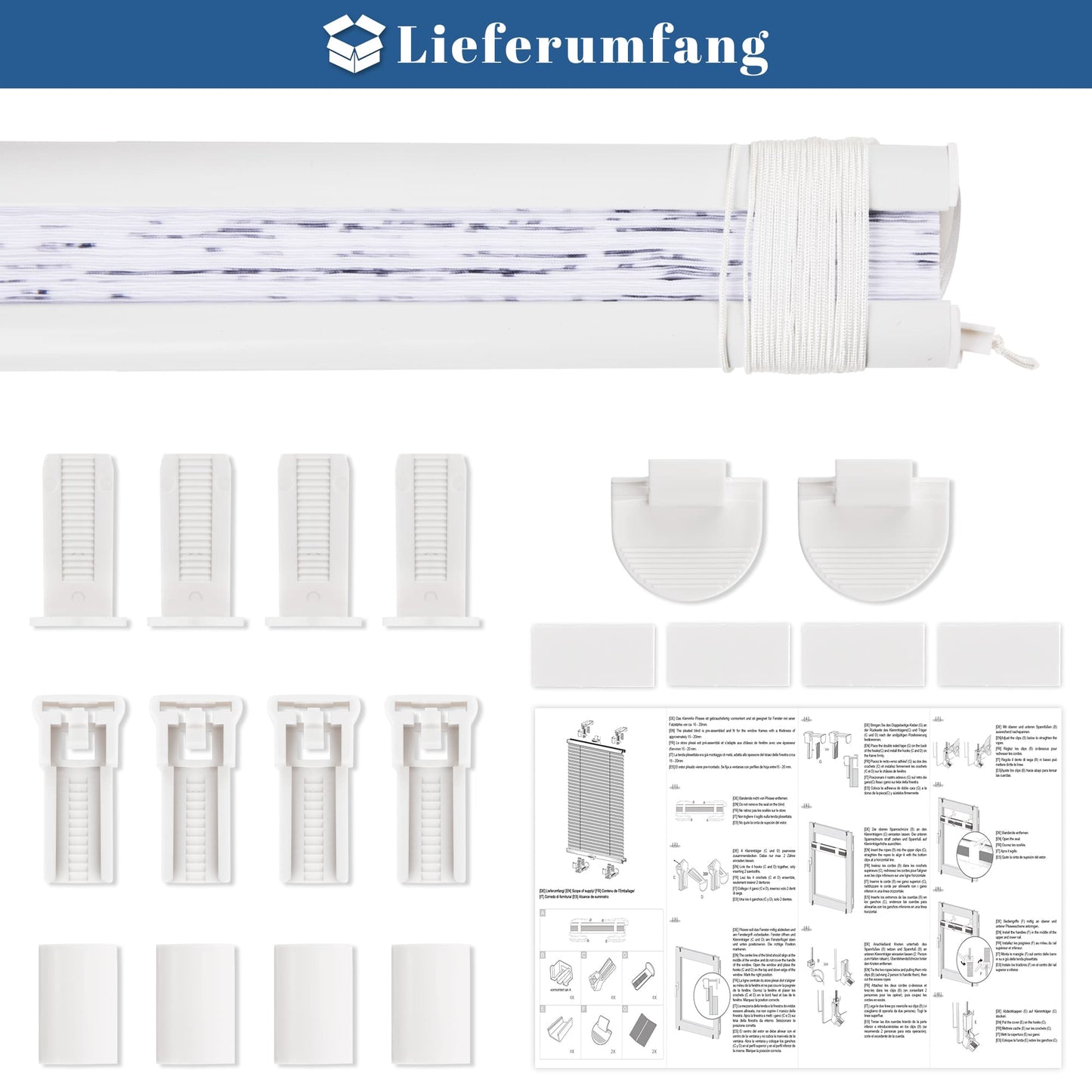 Lichtdurchlässig ohne Bohren Klemmfix Faltrollo Plissee Weiß-weidenzweige