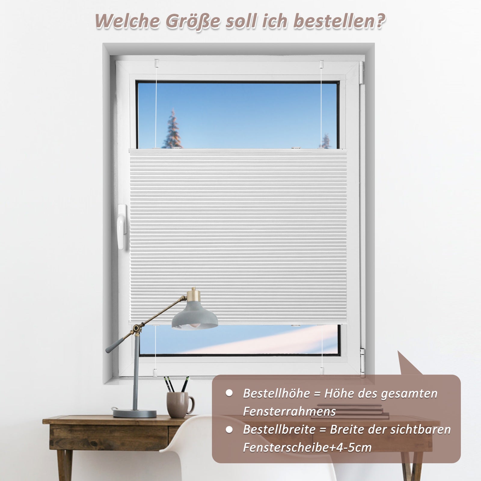 Wabenplissee Klemmfix Verdunkelung Thermo Zweifarbig Weiß-Weiß