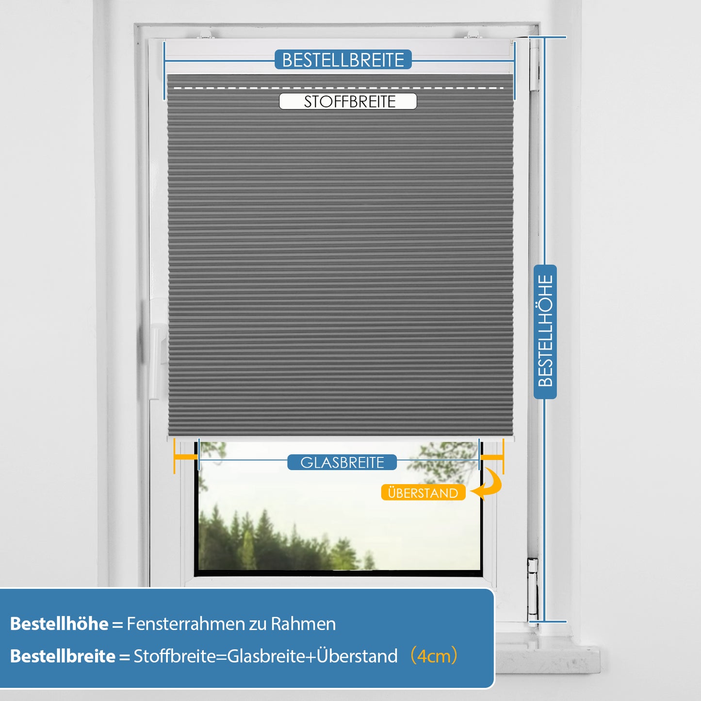 K100 Elektrobetriebene | Lichtdurchlässige | Trockenbatterie | Wabenplissees | Anpassbar