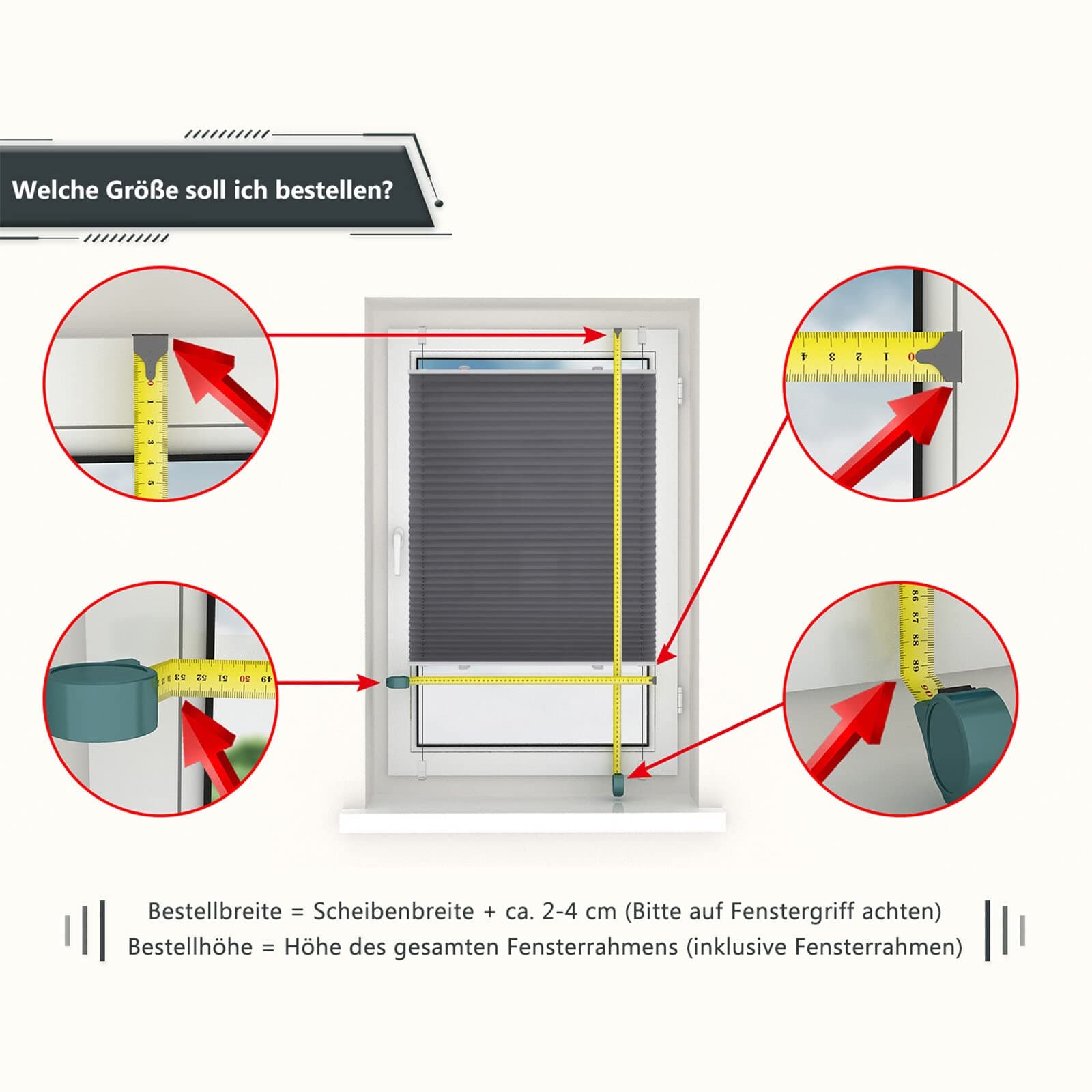 Lichtdurchlässig ohne Bohren Klemmfix Faltrollo Plissee Anthrazit