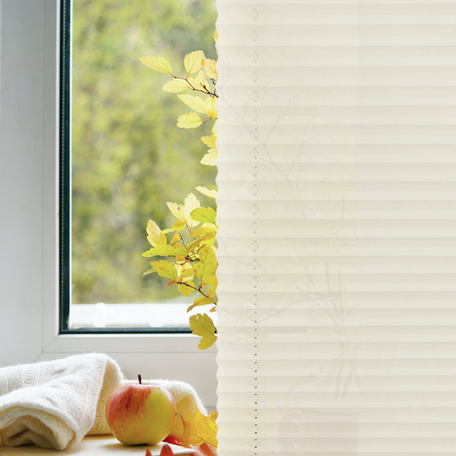 Lichtdurchlässig ohne Bohren Klemmfix Faltrollo Plissee Beige