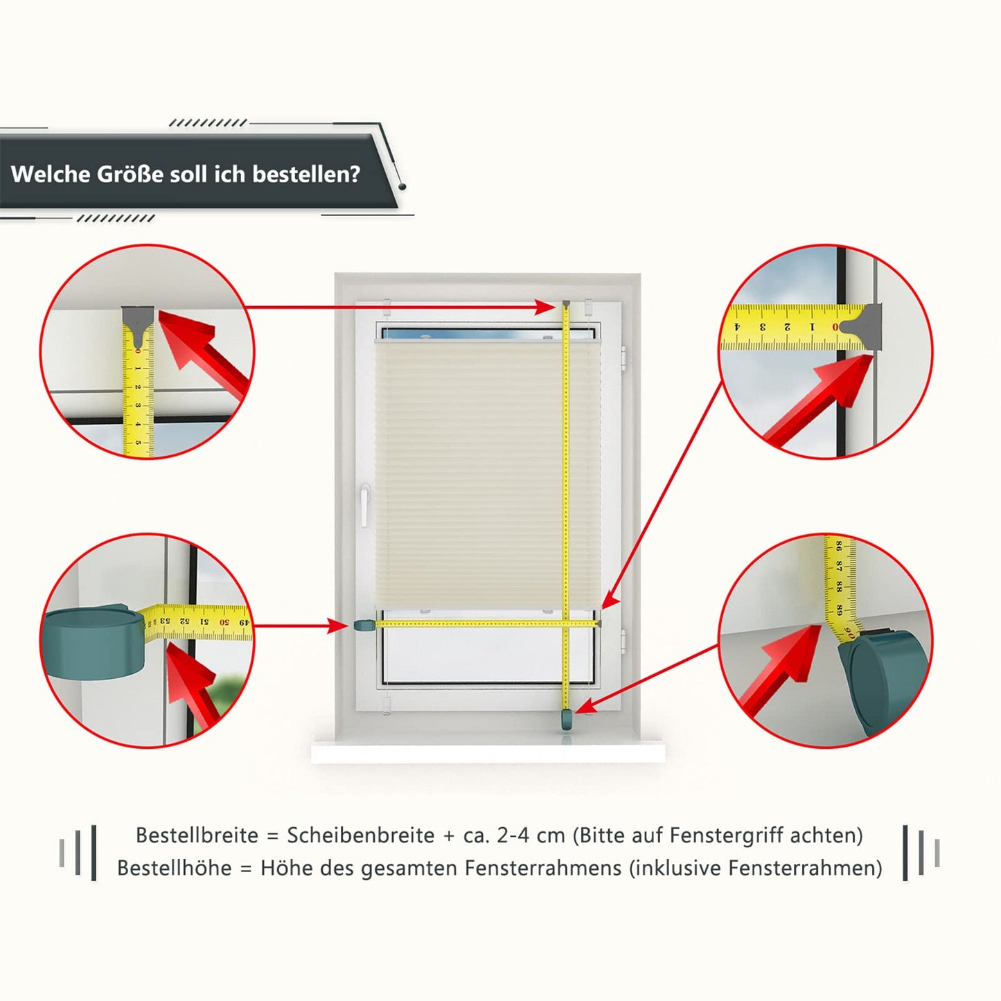 Lichtdurchlässig ohne Bohren Klemmfix Faltrollo Plissee Creme