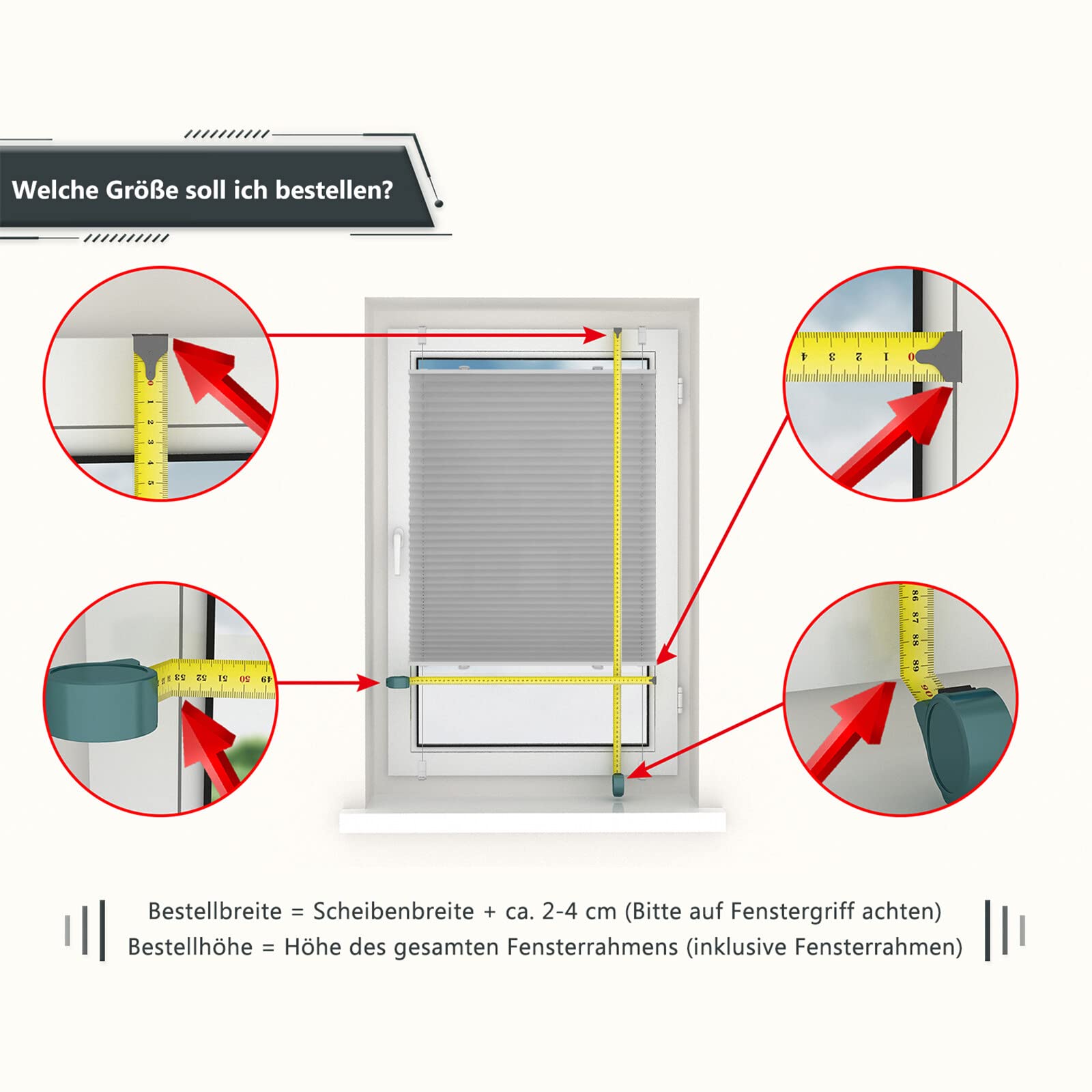 Lichtdurchlässig ohne Bohren Klemmfix Faltrollo Plissee Grau