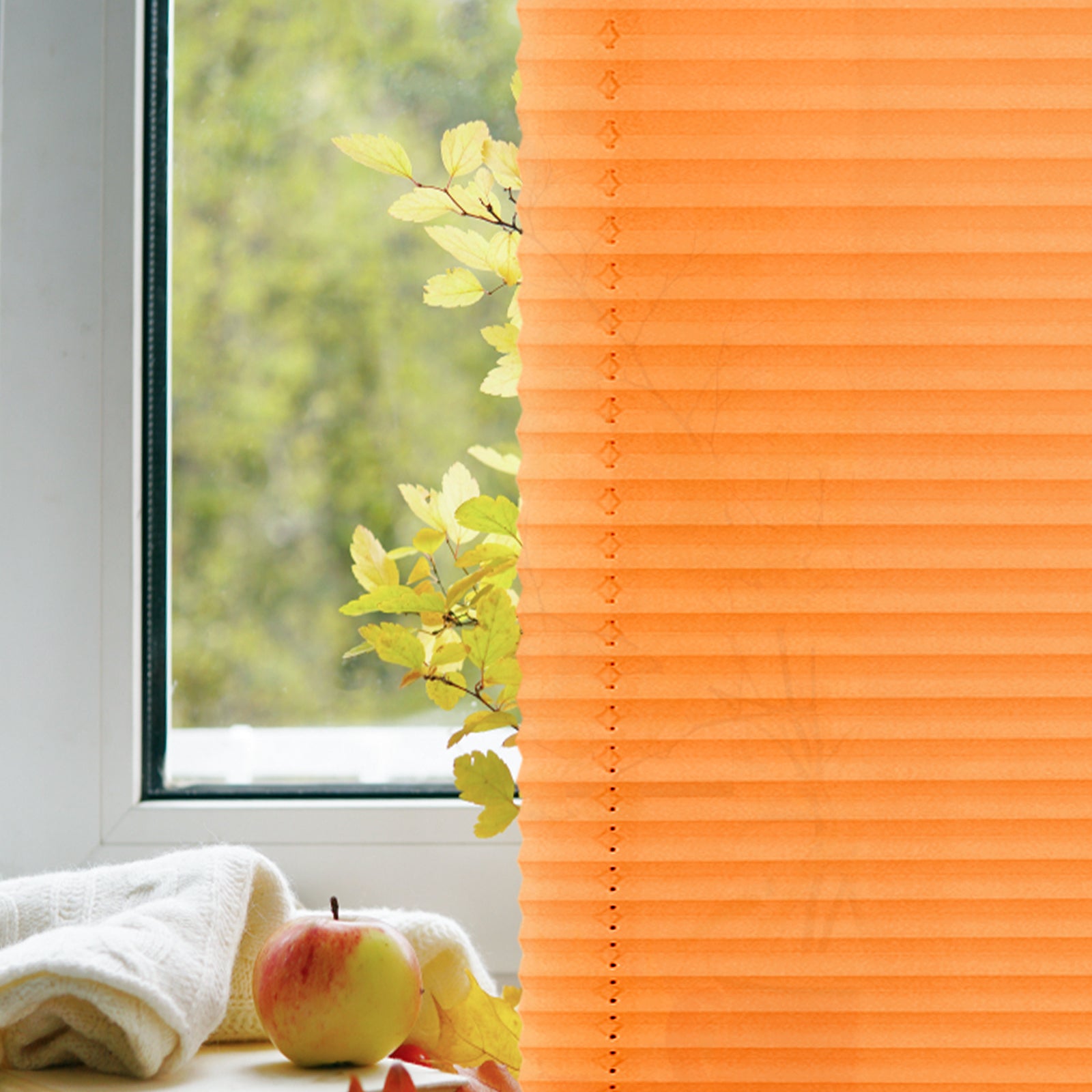 Lichtdurchlässig ohne Bohren Klemmfix Faltrollo Plissee Orange
