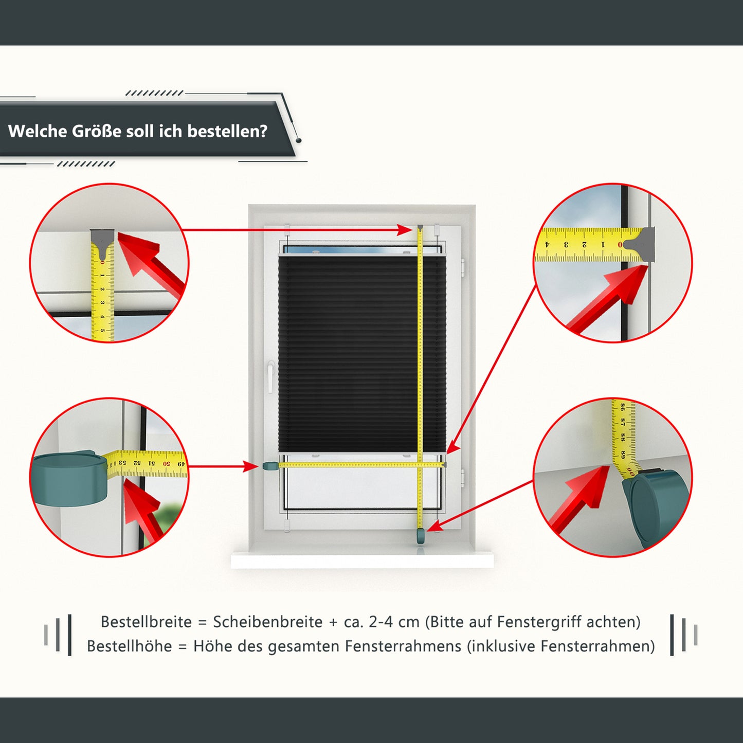 Lichtdurchlässig ohne Bohren Klemmfix Faltrollo Plissee Schwarz