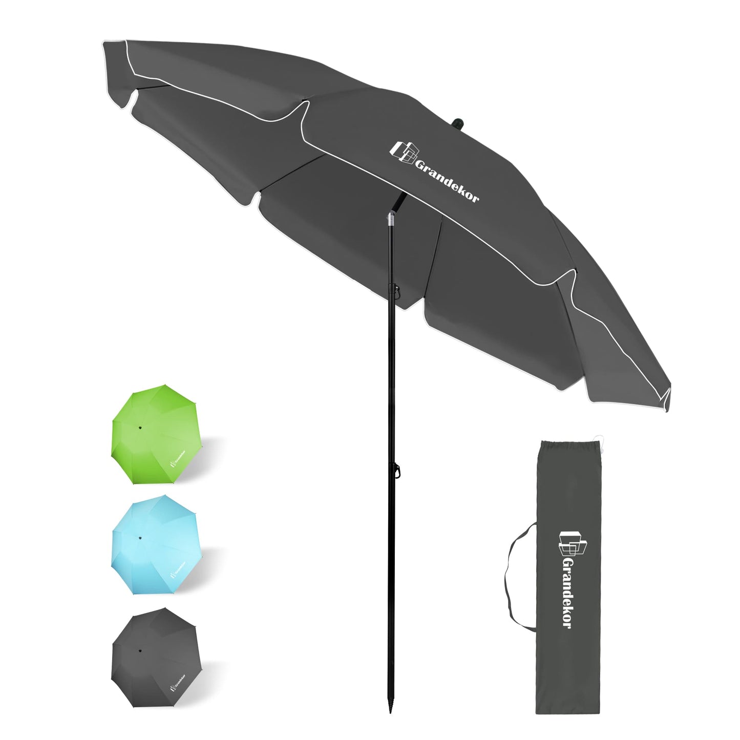Sonnenschirm für den Strand 217cm mit UV-Schutz 3-stufige verstellbarer Neigungswinkel