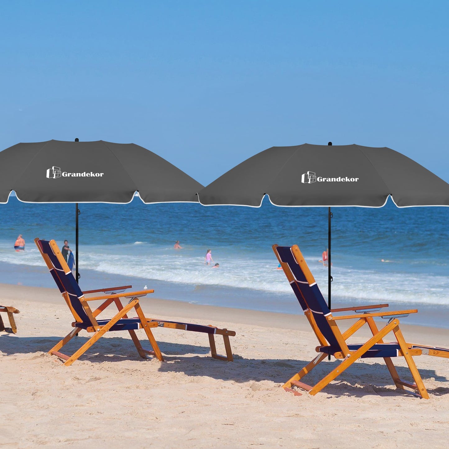 Sonnenschirm für den Strand 217cm mit UV-Schutz 3-stufige verstellbarer Neigungswinkel