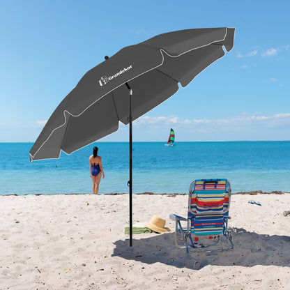 Sonnenschirm für den Strand 217cm mit UV-Schutz 3-stufige verstellbarer Neigungswinkel