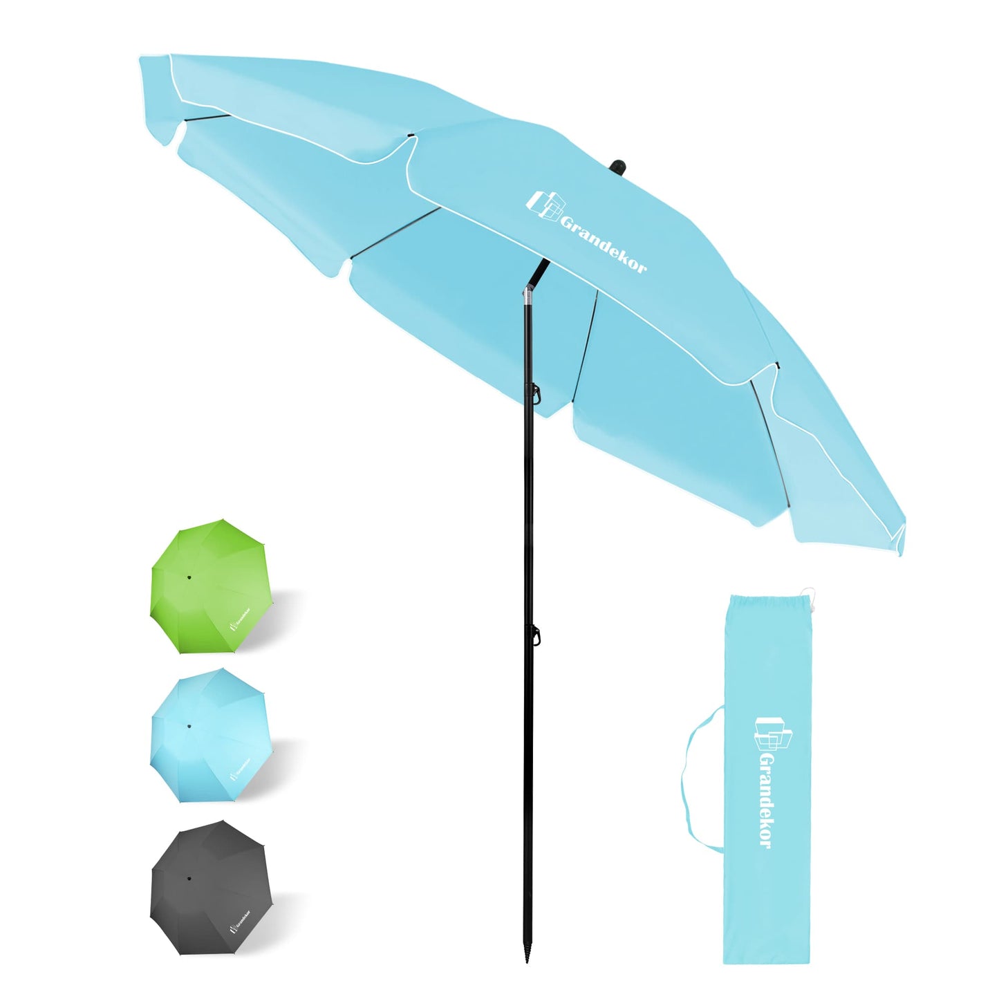 Sonnenschirm für den Strand 217cm mit UV-Schutz 3-stufige verstellbarer Neigungswinkel