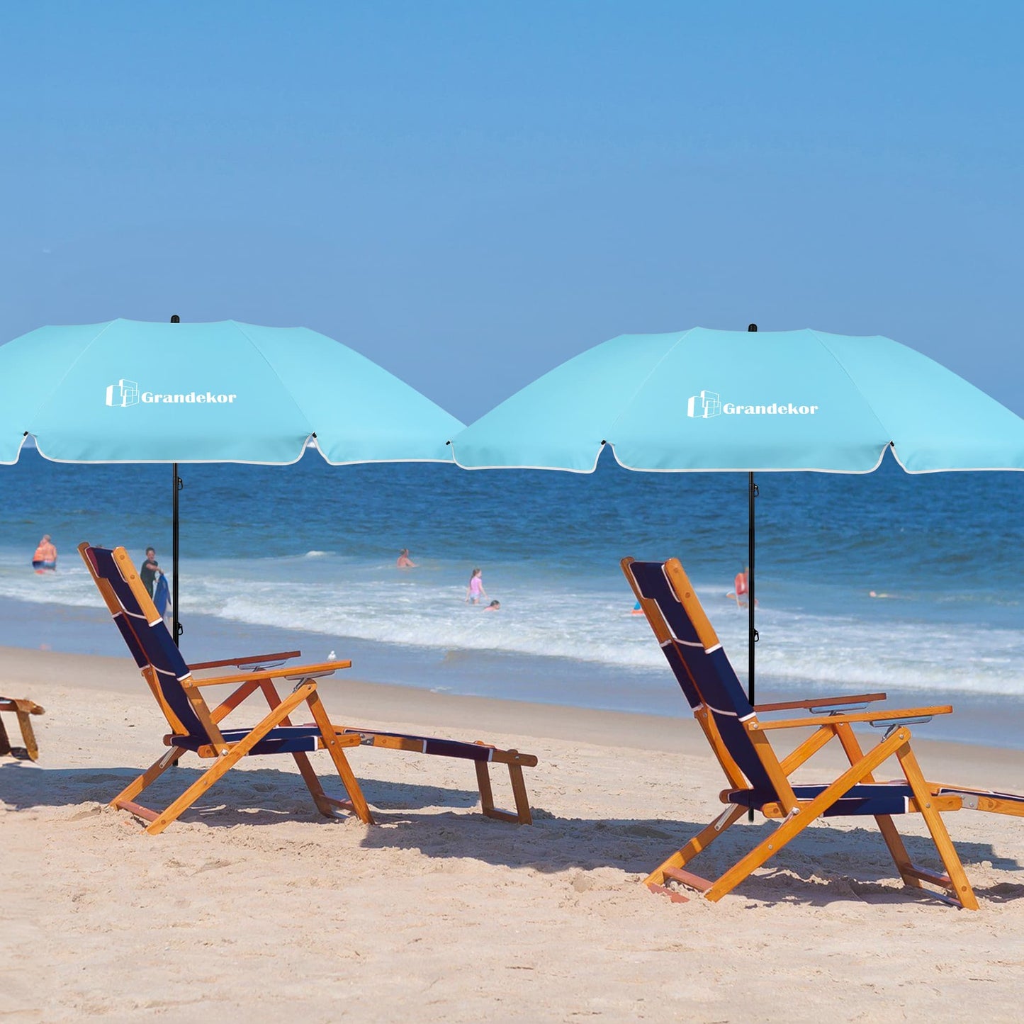 Sonnenschirm für den Strand 217cm mit UV-Schutz 3-stufige verstellbarer Neigungswinkel