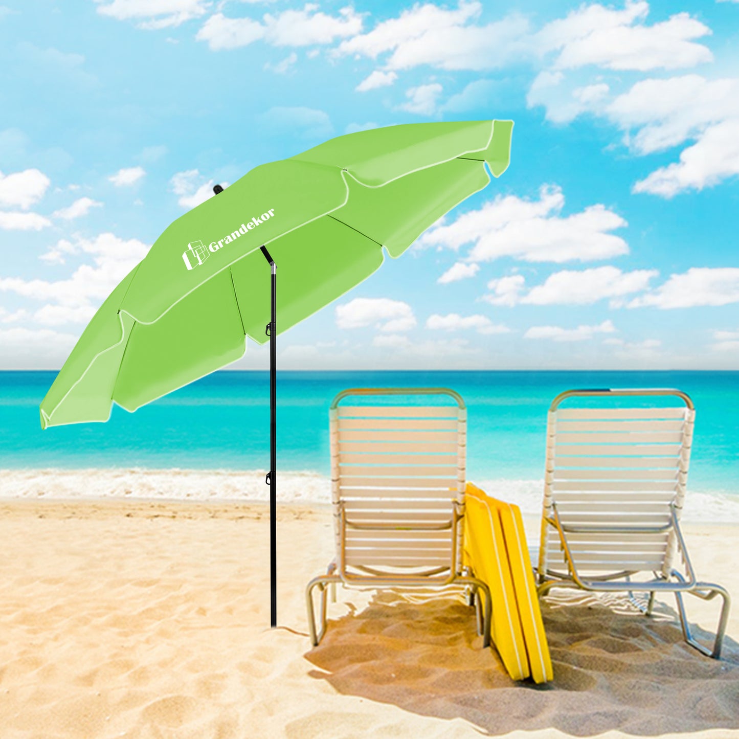 Sonnenschirm für den Strand 217cm mit UV-Schutz 3-stufige verstellbarer Neigungswinkel