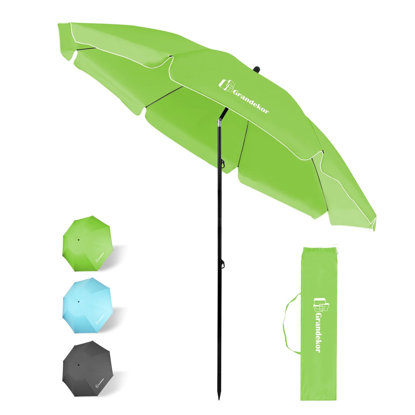 Sonnenschirm für den Strand 217cm mit UV-Schutz 3-stufige verstellbarer Neigungswinkel