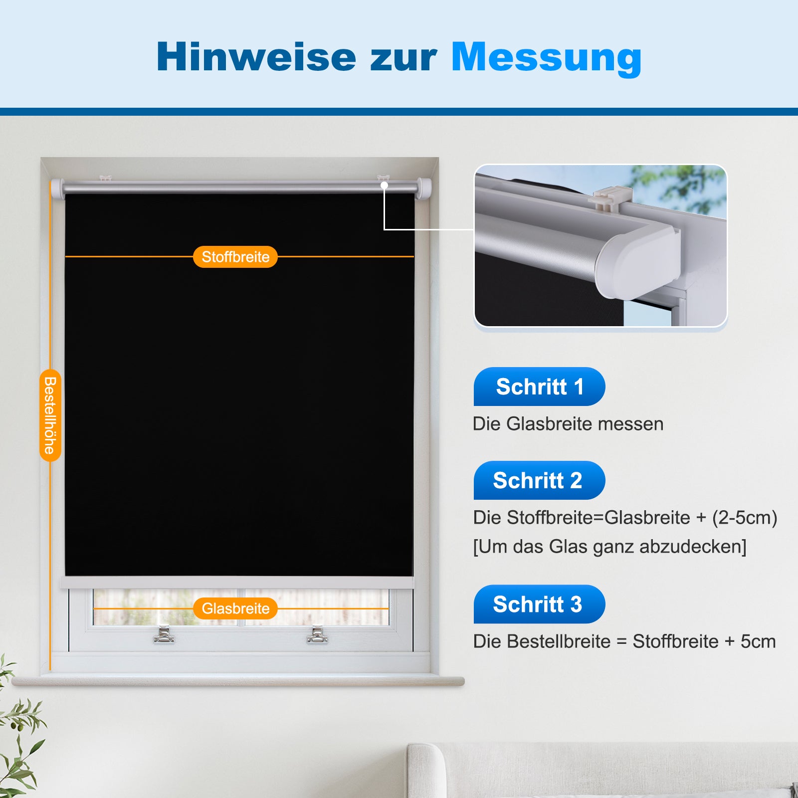 Klemmfix Schnurlos Federmechanismus Verdunkelungsrollo Thermorollo ohne Bohren